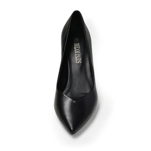 Pointed Toe Chunky High Heel Pumps - BLACK PU - 3